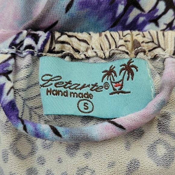 Letarte Multicolor Feather & Animal Printed 3/4 Sleeve Swim Coverup Womens Small - Picture 5 of 8